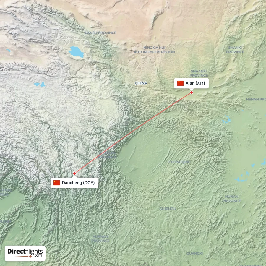 DCY - XIY route map