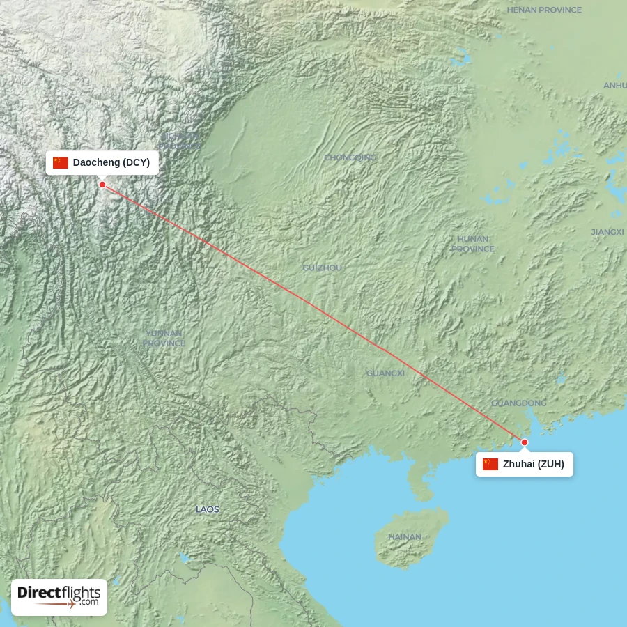 DCY - ZUH route map