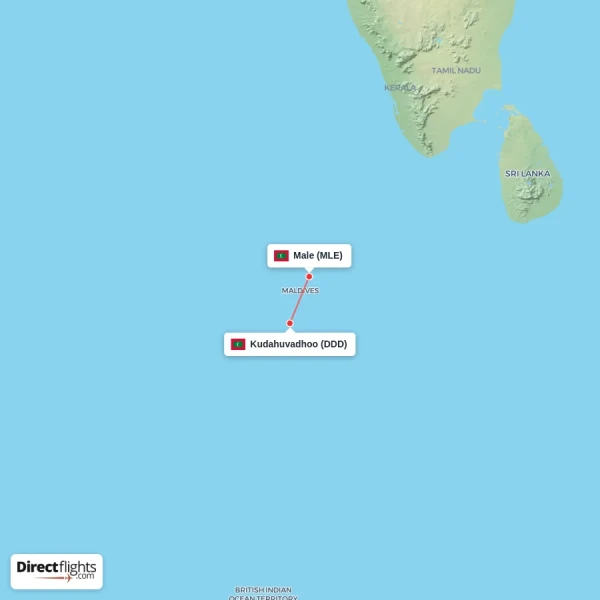 Kudahuvadhoo - Male direct flight map
