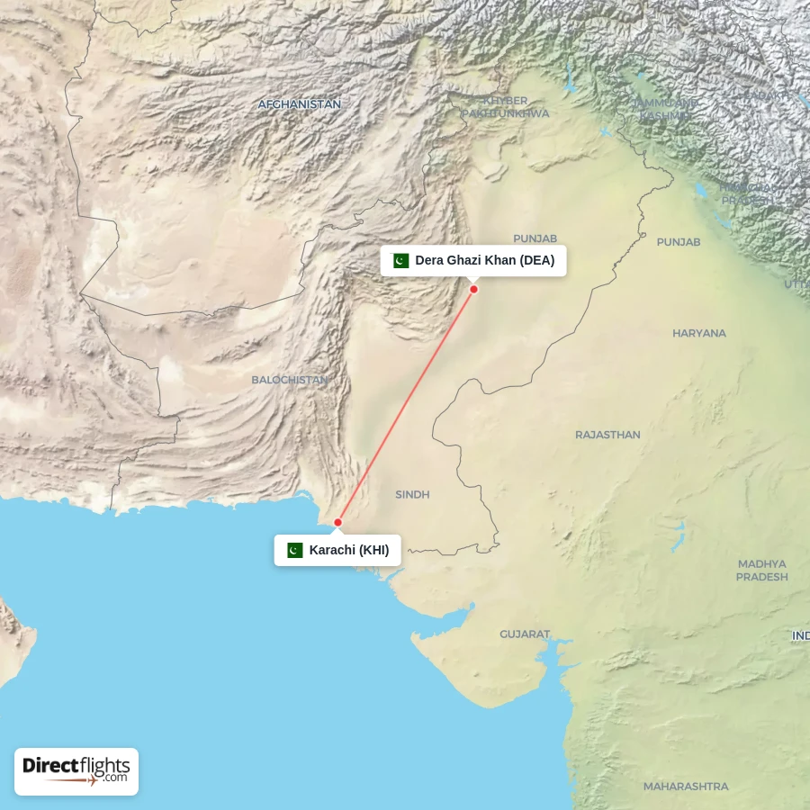 DEA - KHI route map