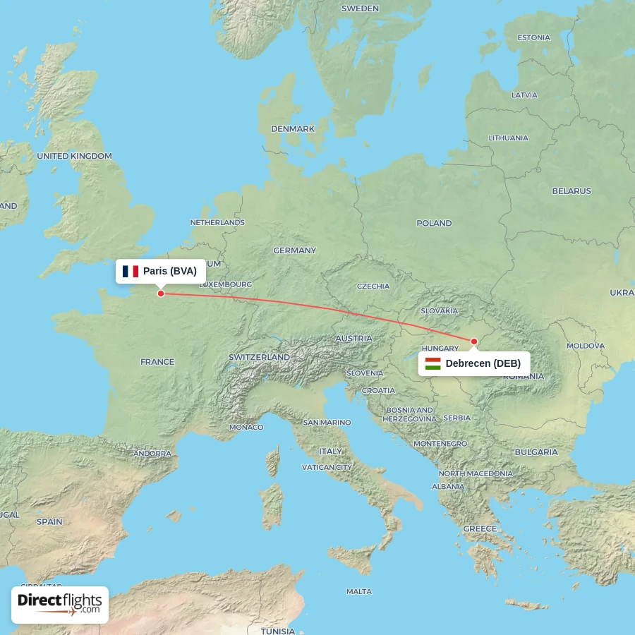 DEB - BVA route map