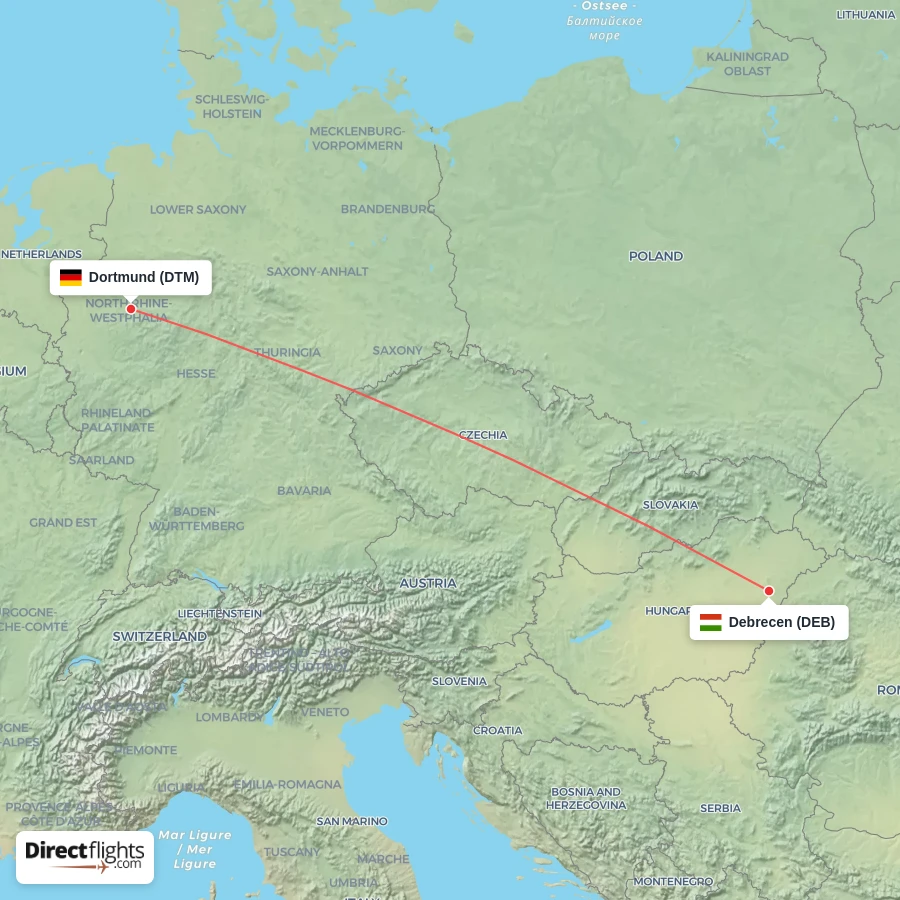 DEB - DTM route map