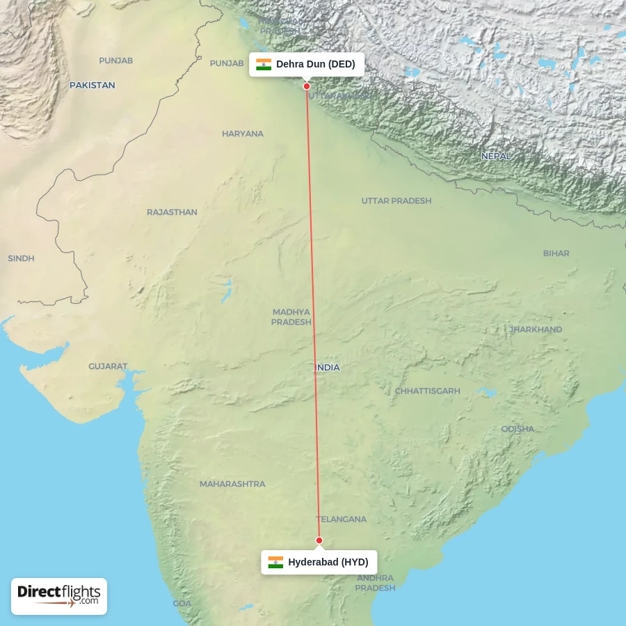 DED - HYD route map