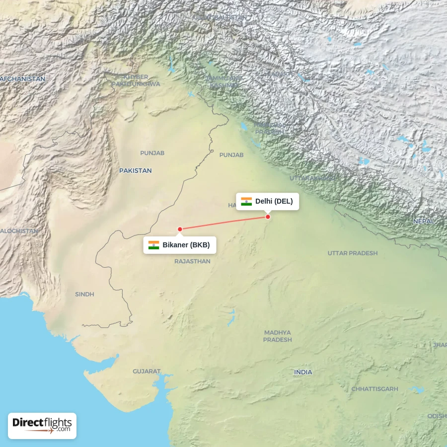 DEL - BKB route map