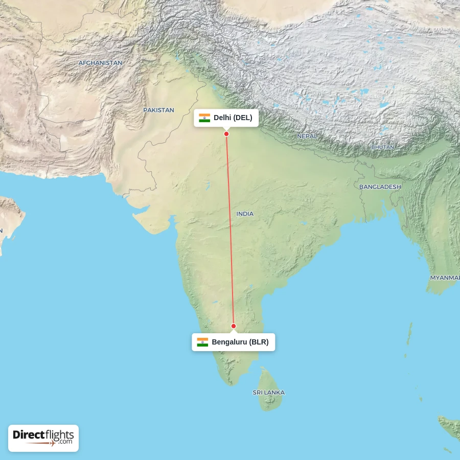 DEL - BLR route map