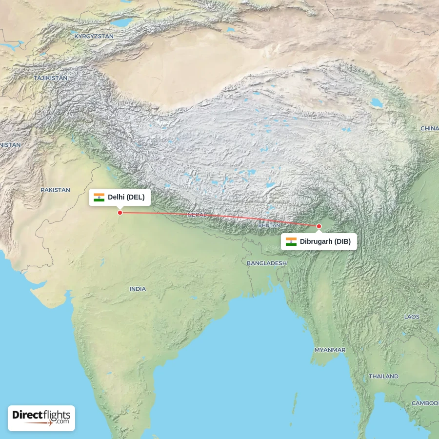 DEL - DIB route map
