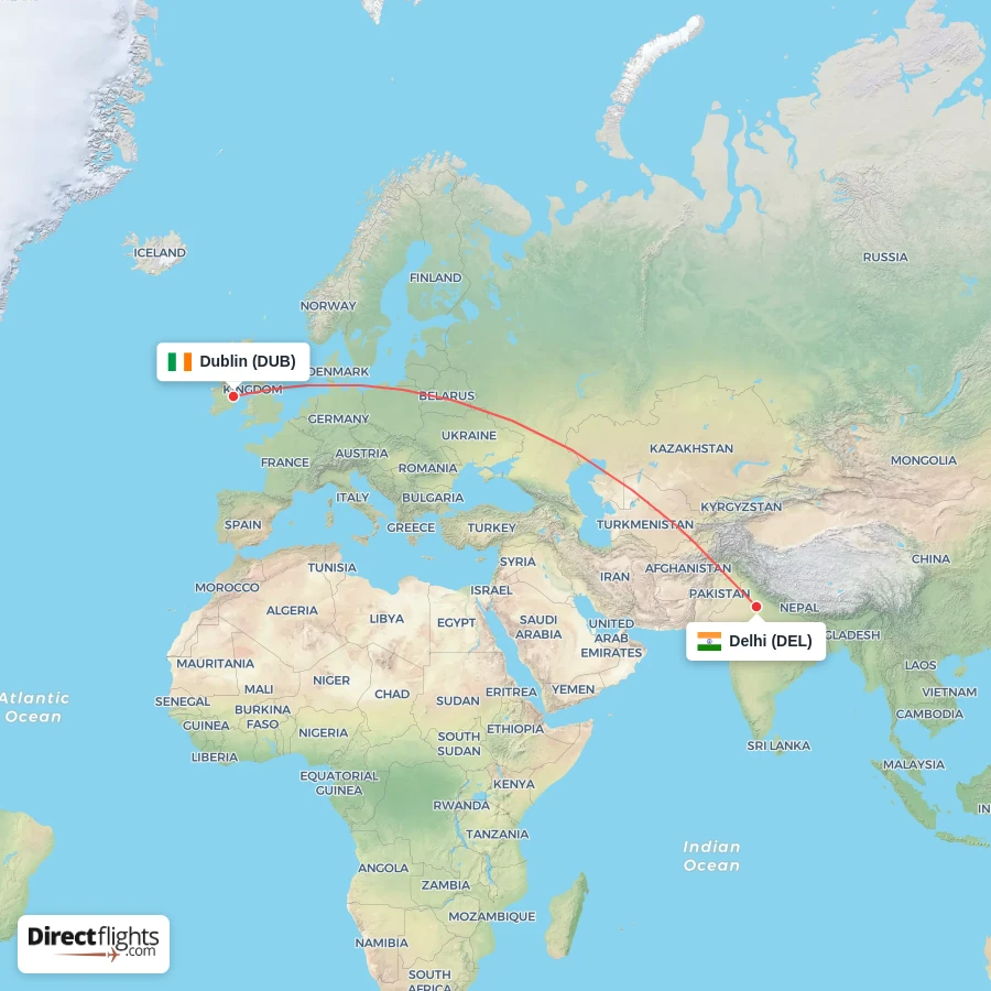 DEL - DUB route map