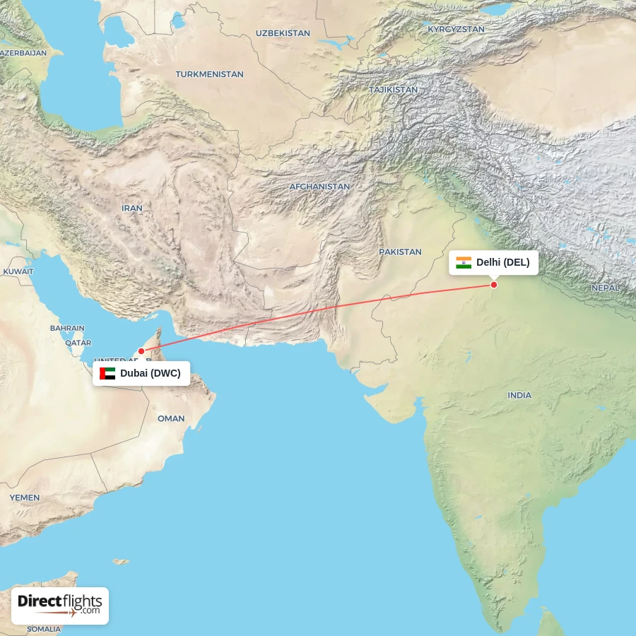 DEL - DWC route map