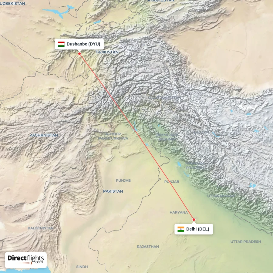 DEL - DYU route map