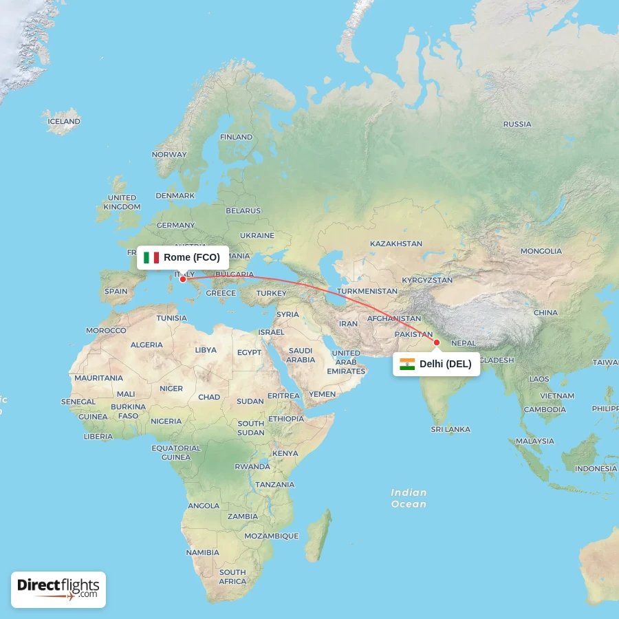 DEL - FCO route map