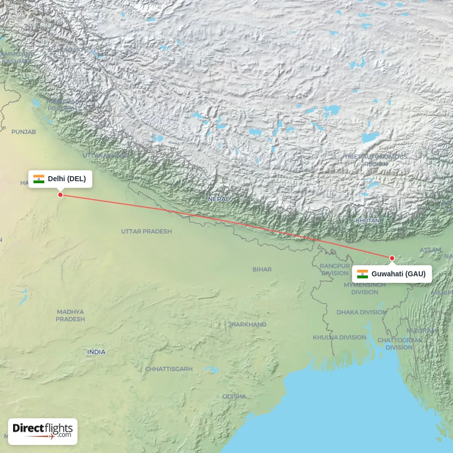 DEL - GAU route map