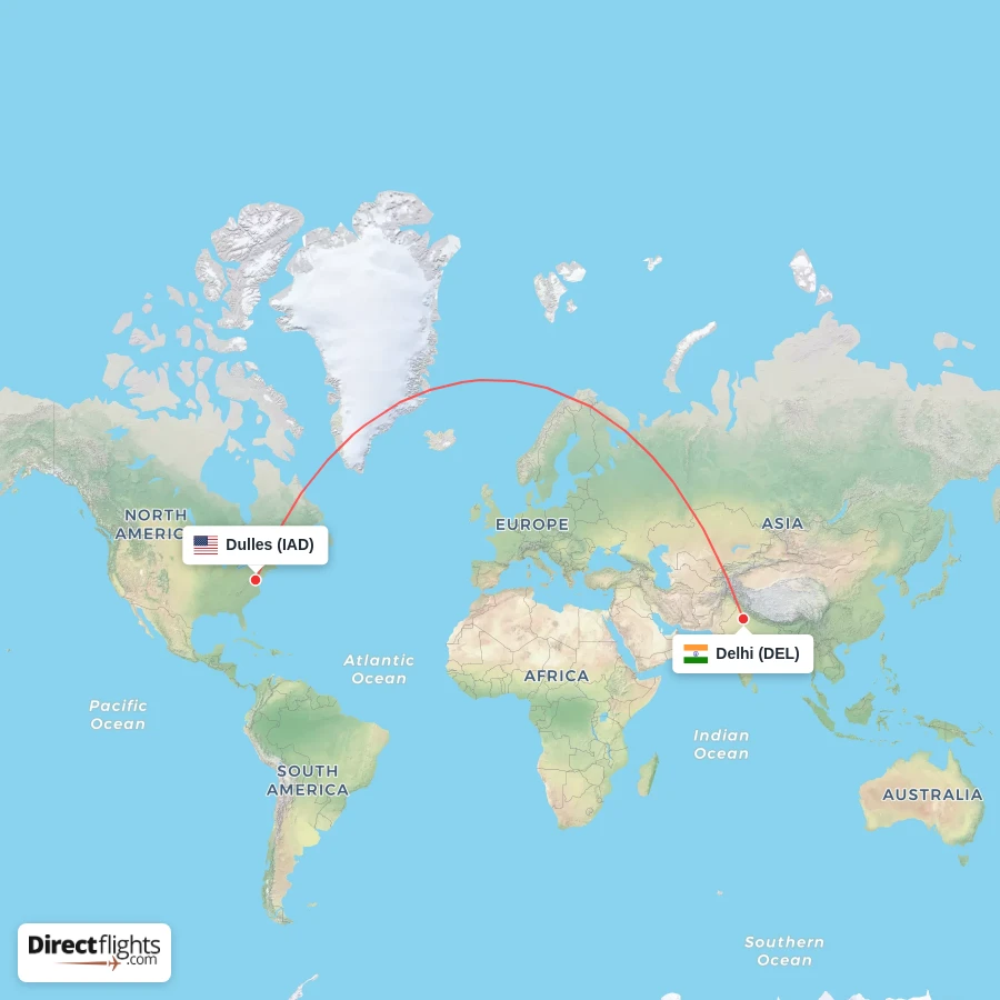 DEL - IAD route map