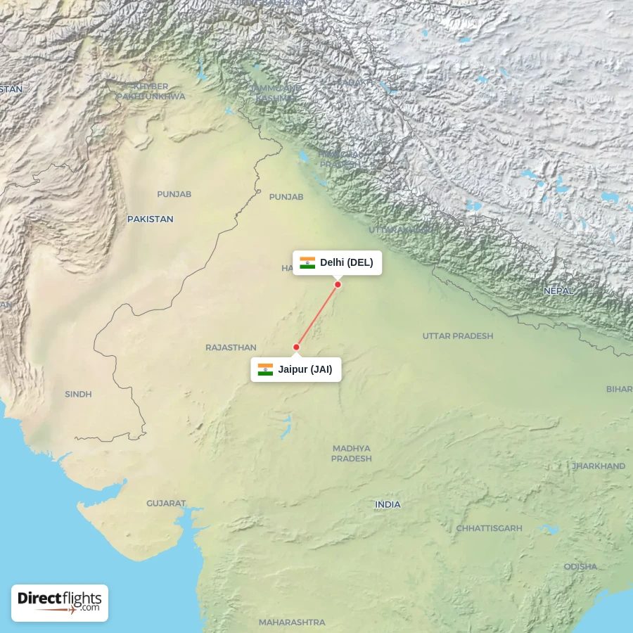 DEL - JAI route map