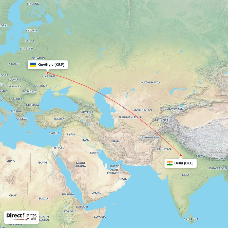 DEL - KBP route map