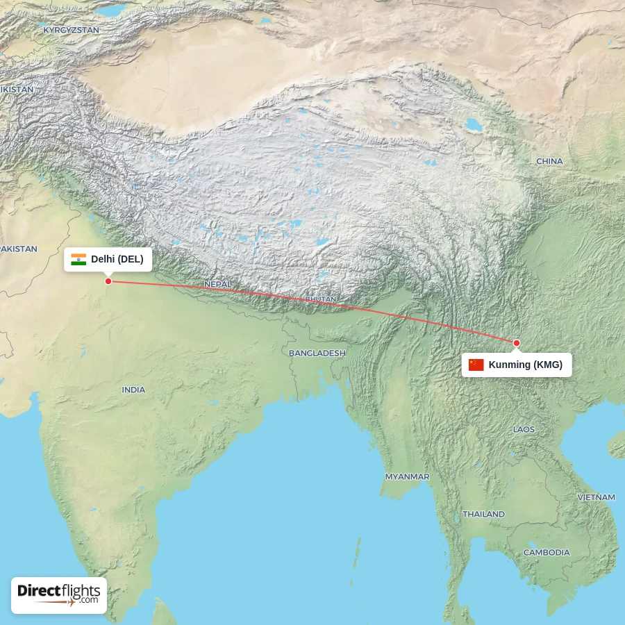 DEL - KMG route map