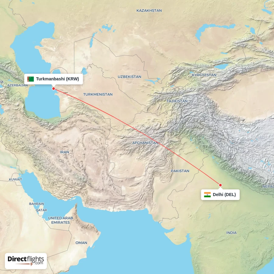 DEL - KRW route map