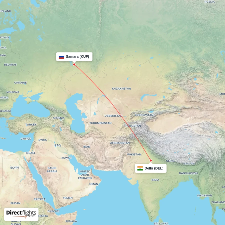DEL - KUF route map