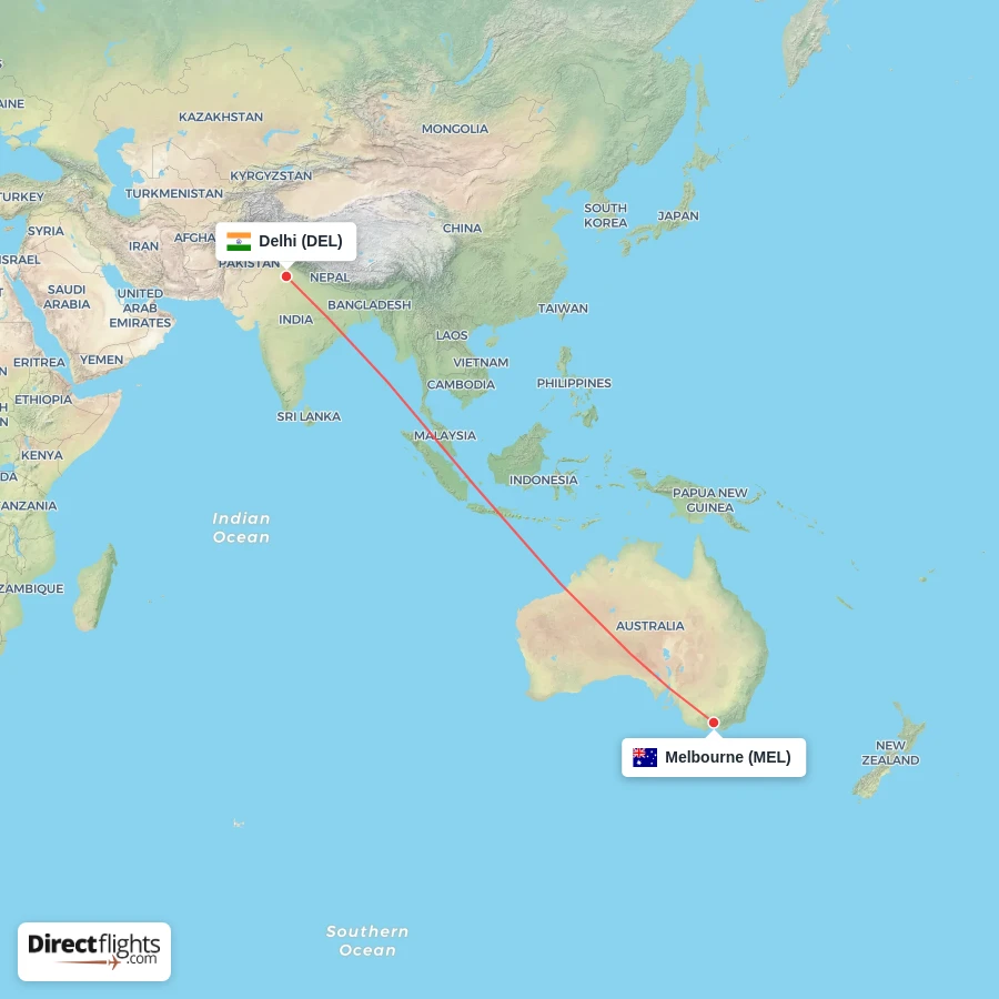 DEL - MEL route map