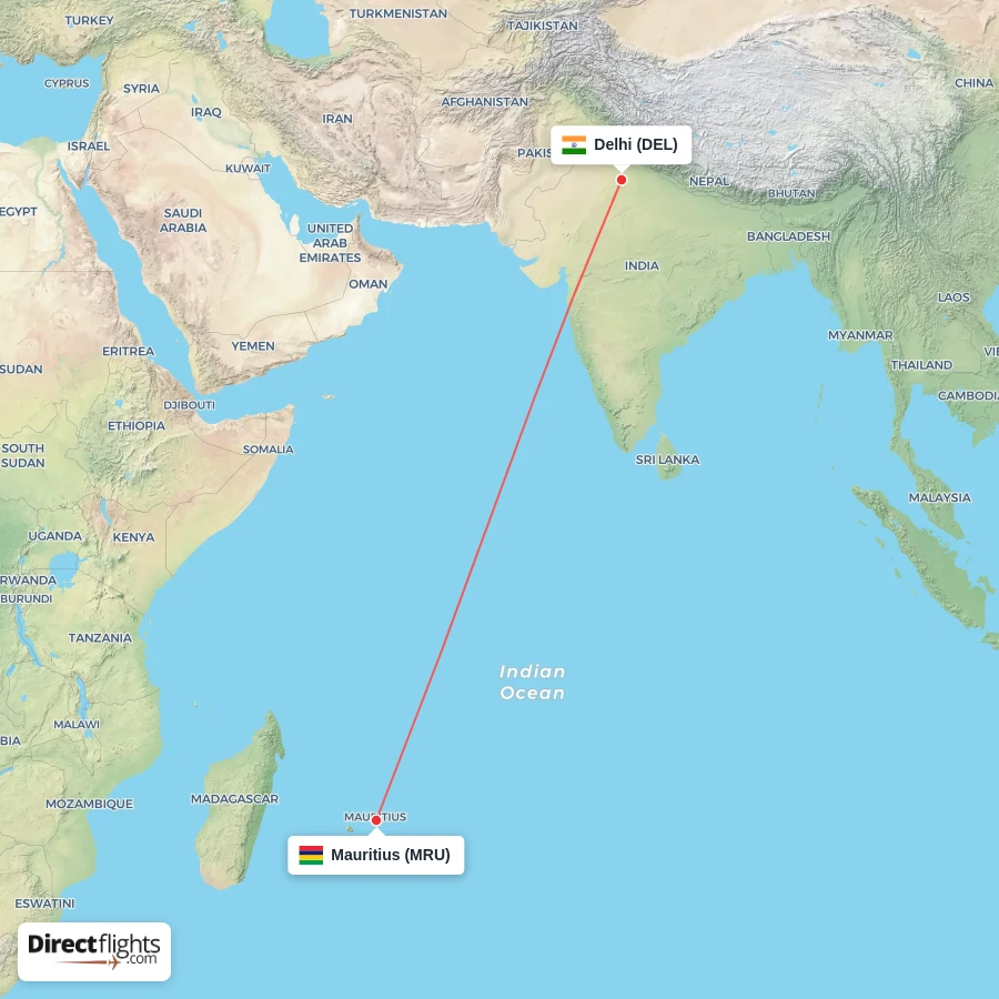 DEL - MRU route map