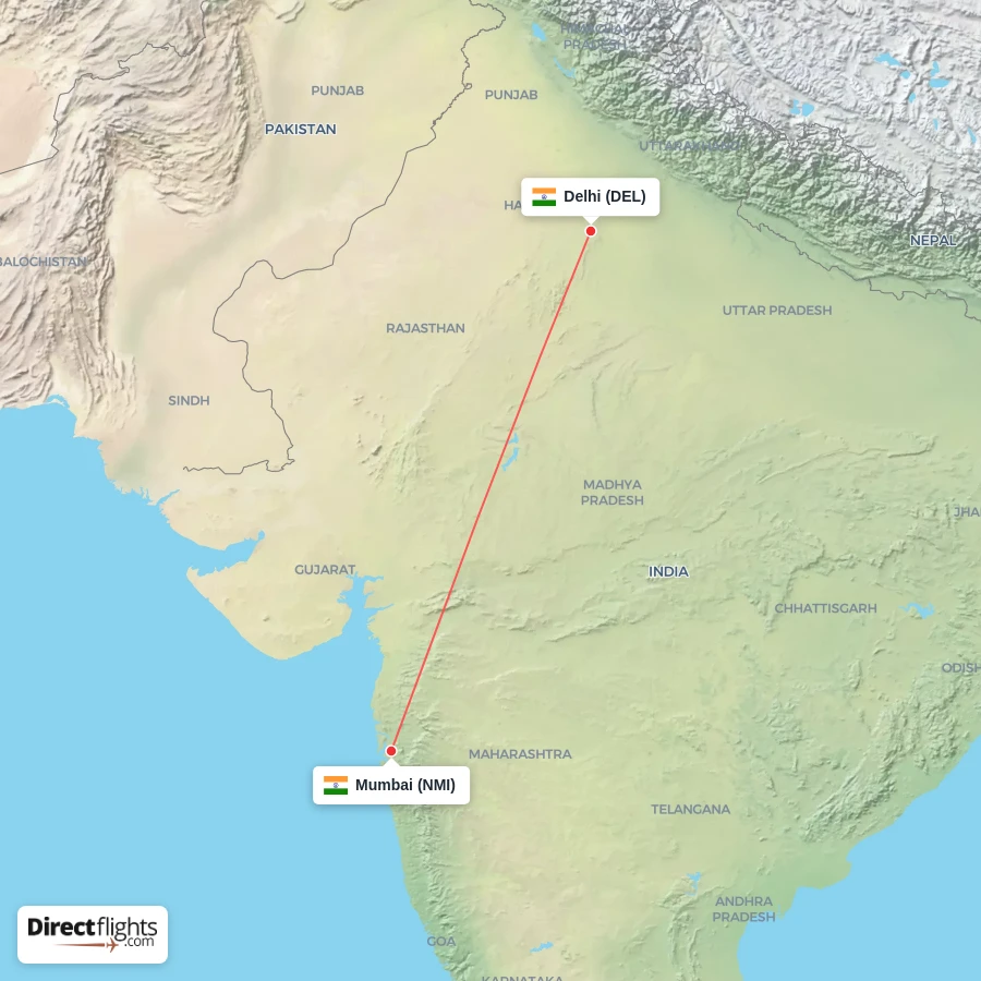 DEL - NMI route map