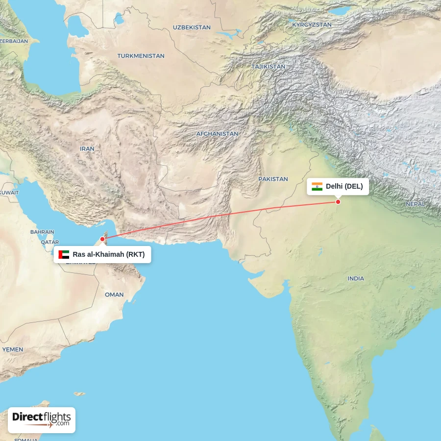 DEL - RKT route map