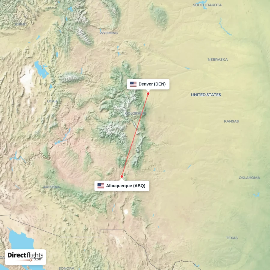 DEN - ABQ route map