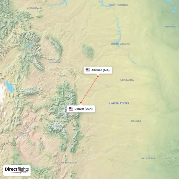 Denver - Alliance direct flight map