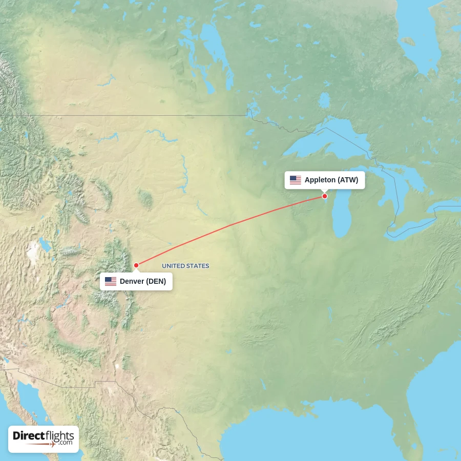 DEN - ATW route map