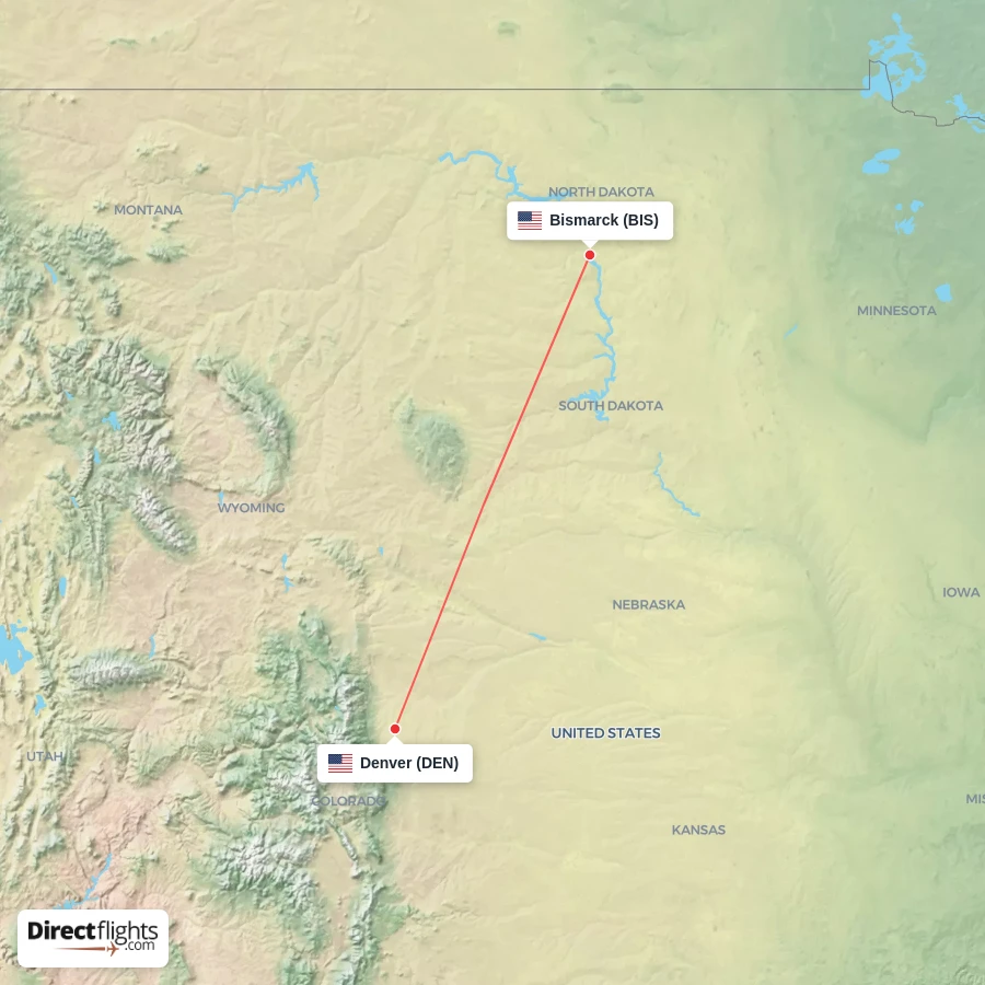 DEN - BIS route map
