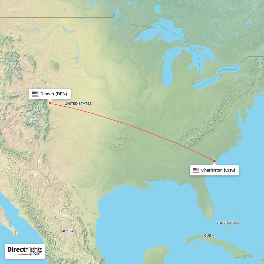 DEN - CHS route map