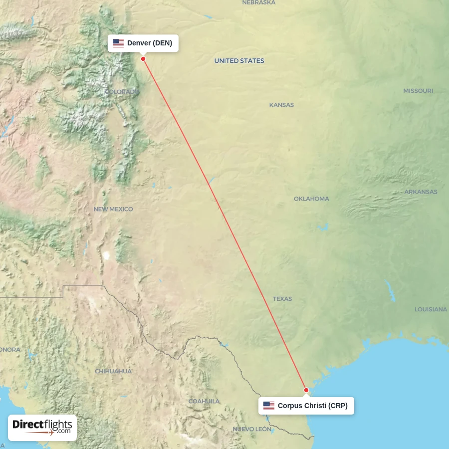 DEN - CRP route map