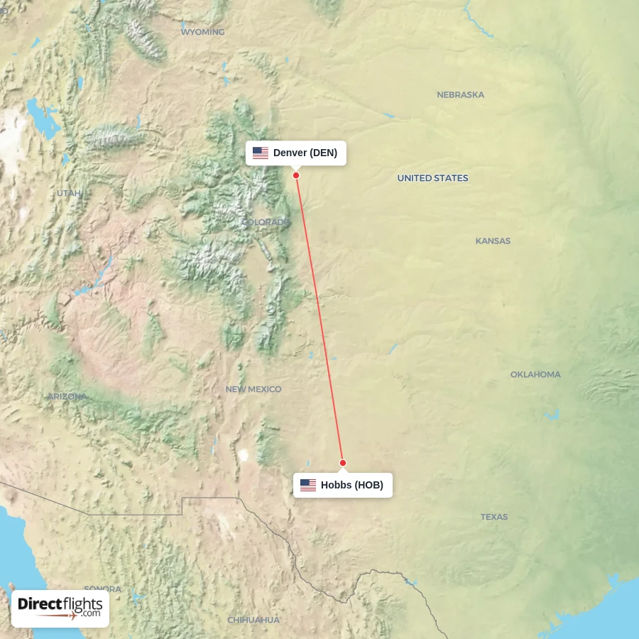 DEN - HOB route map