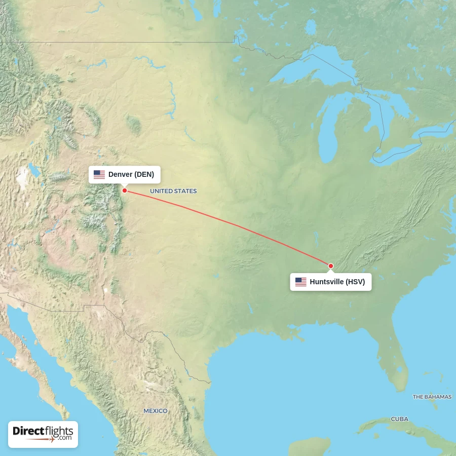 DEN - HSV route map
