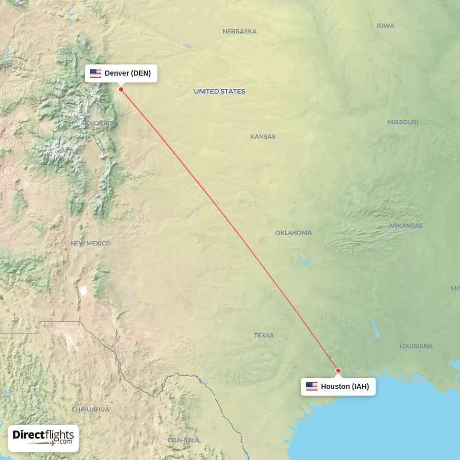 DEN - IAH route map