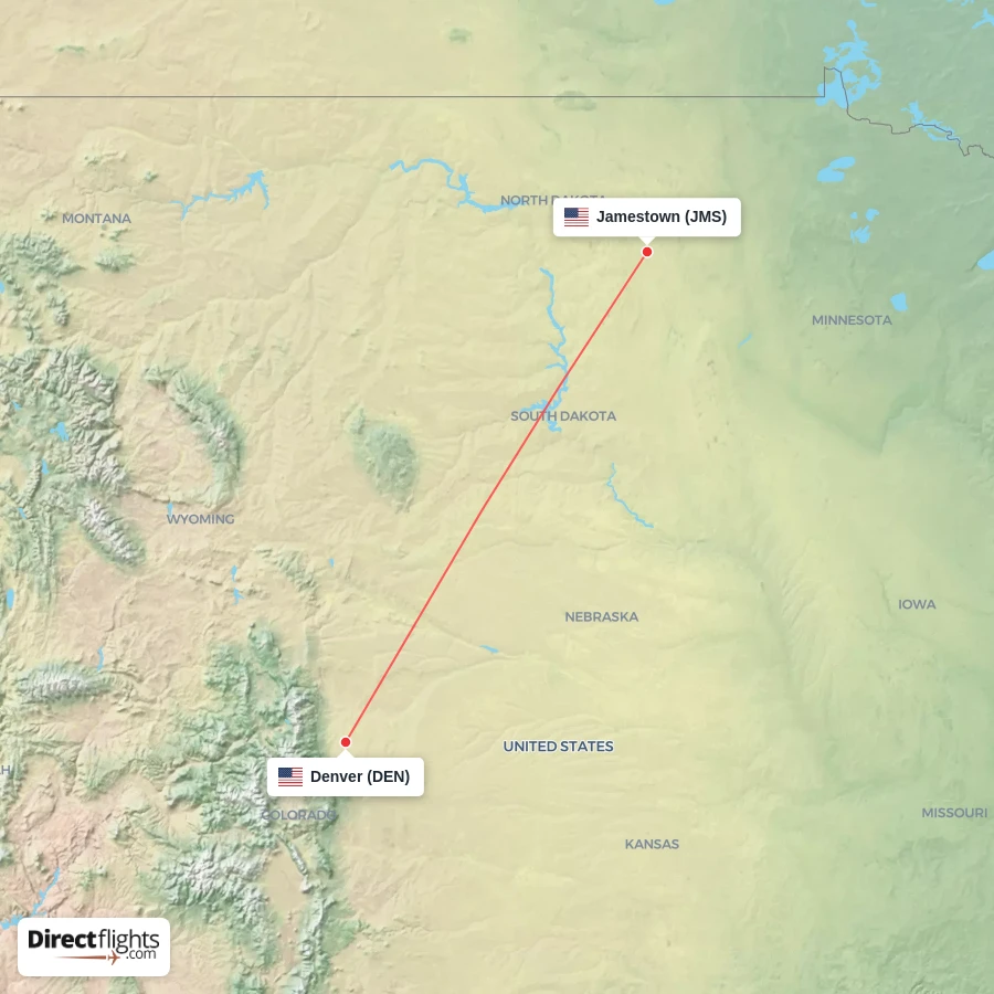 DEN - JMS route map