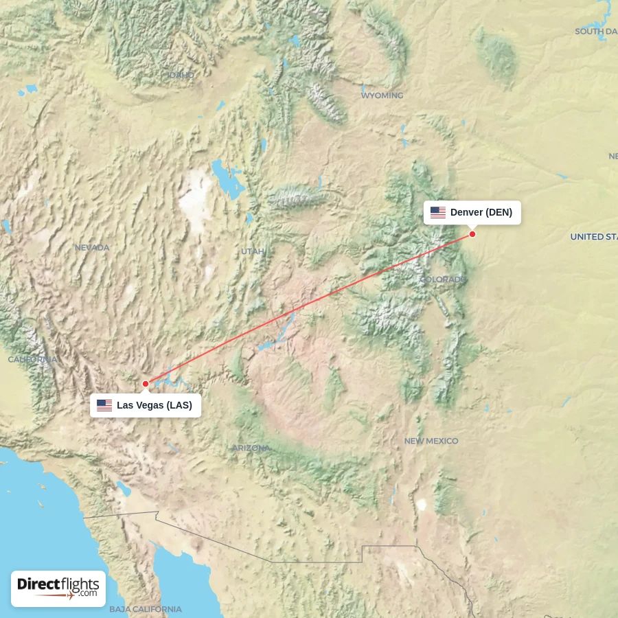 DEN - LAS route map