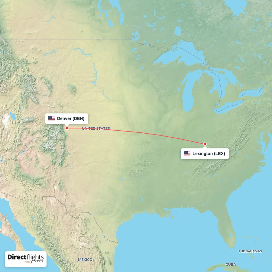 DEN - LEX route map