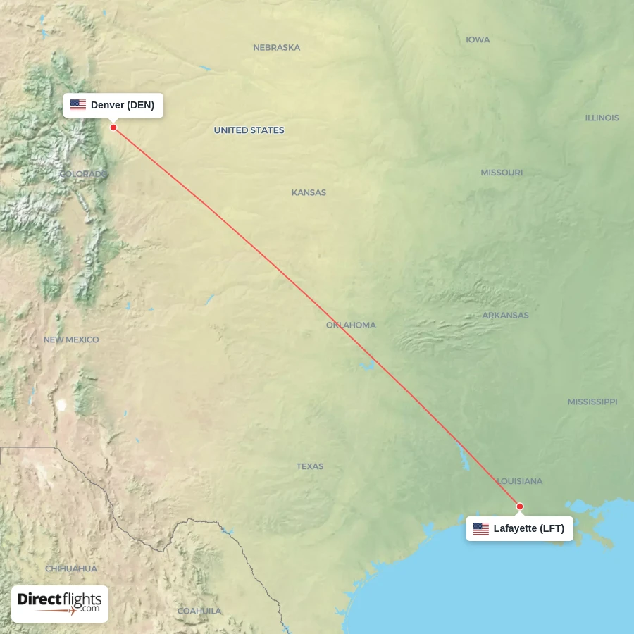 DEN - LFT route map