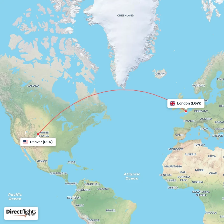 DEN - LGW route map
