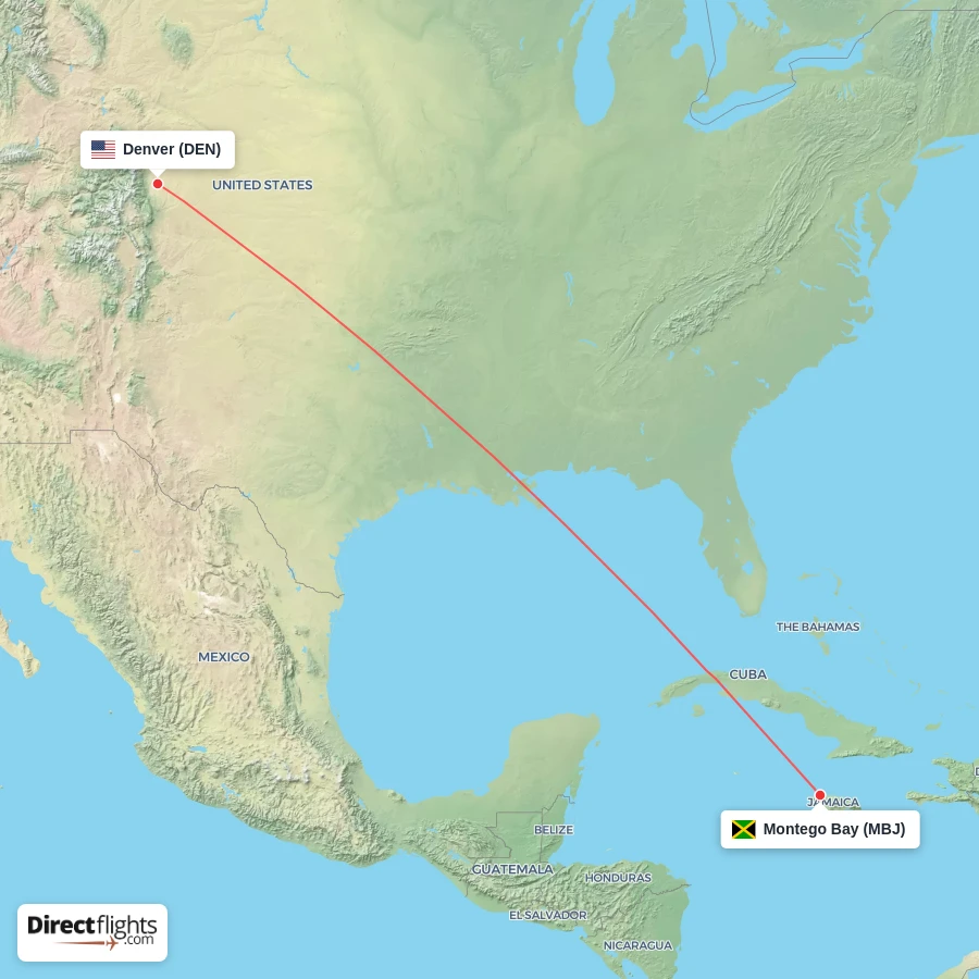 DEN - MBJ route map