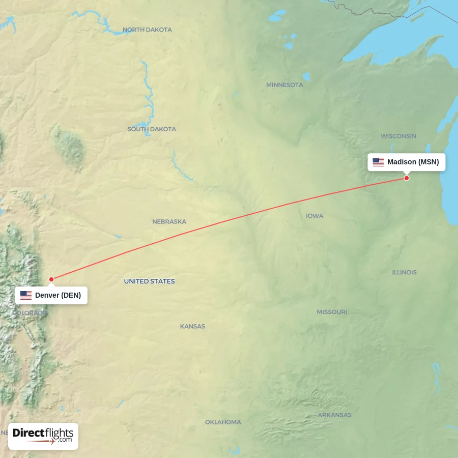 DEN - MSN route map