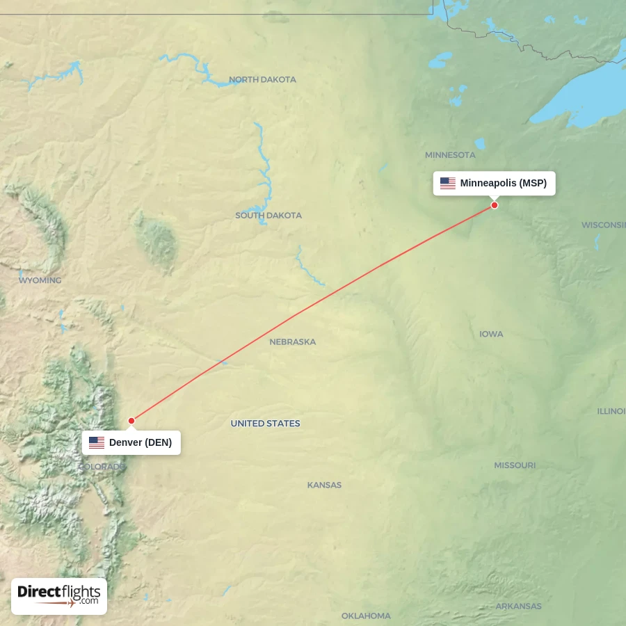 DEN - MSP route map