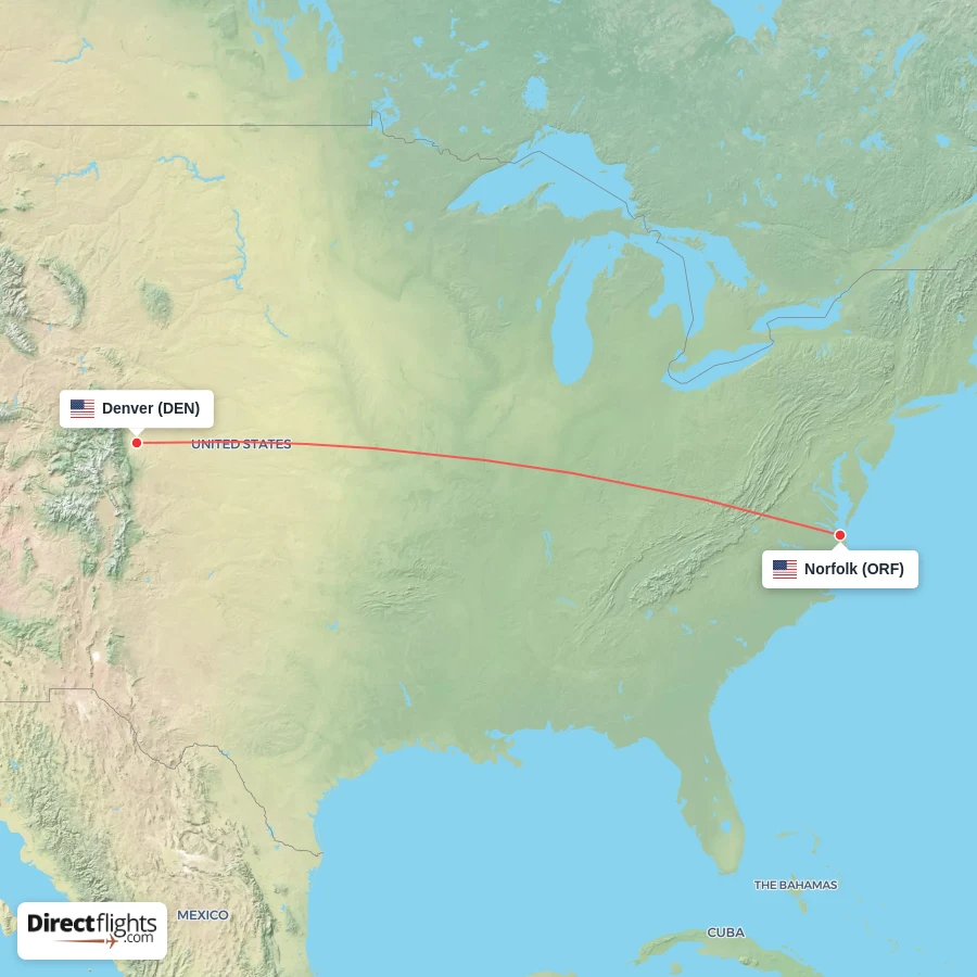 DEN - ORF route map