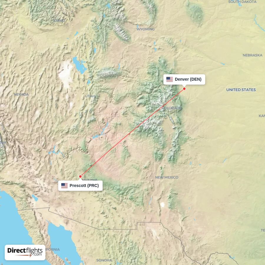 DEN - PRC route map