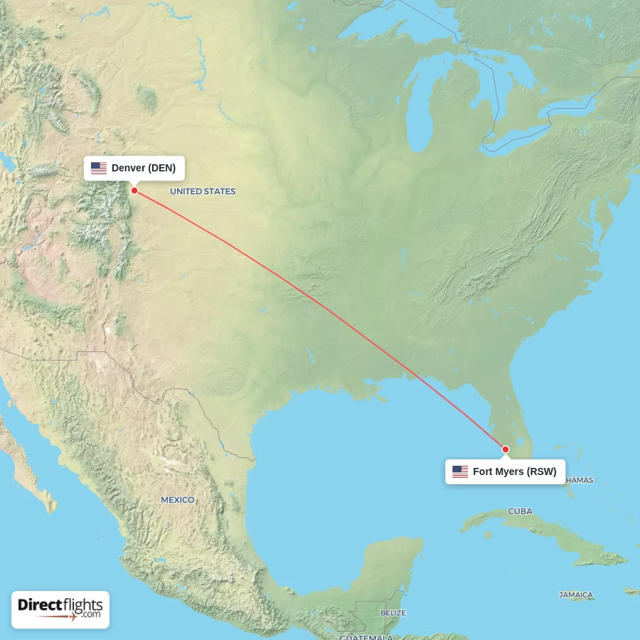 DEN - RSW route map