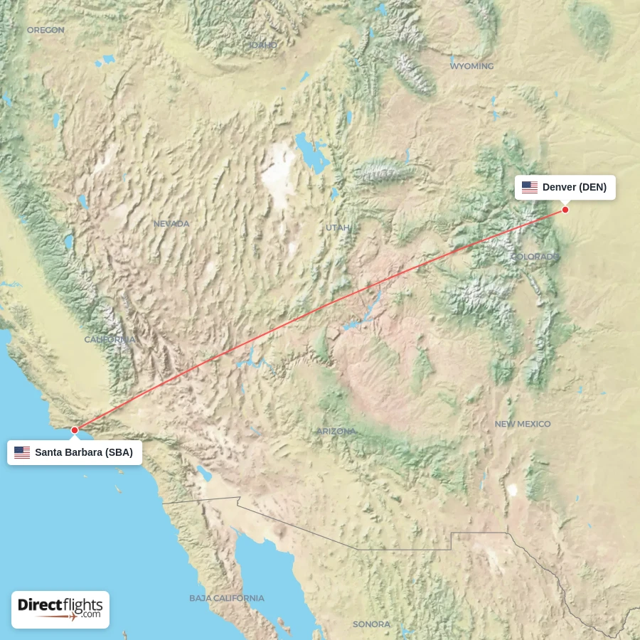 DEN - SBA route map