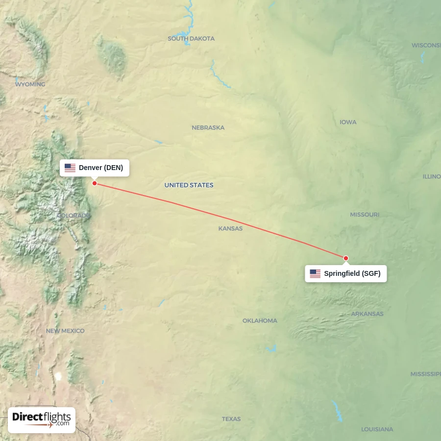 DEN - SGF route map