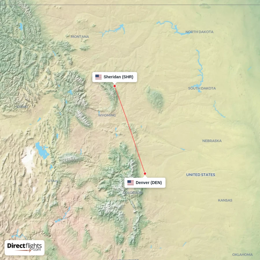 DEN - SHR route map