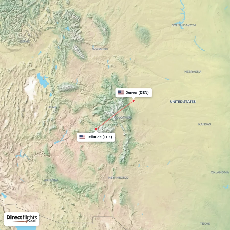 DEN - TEX route map