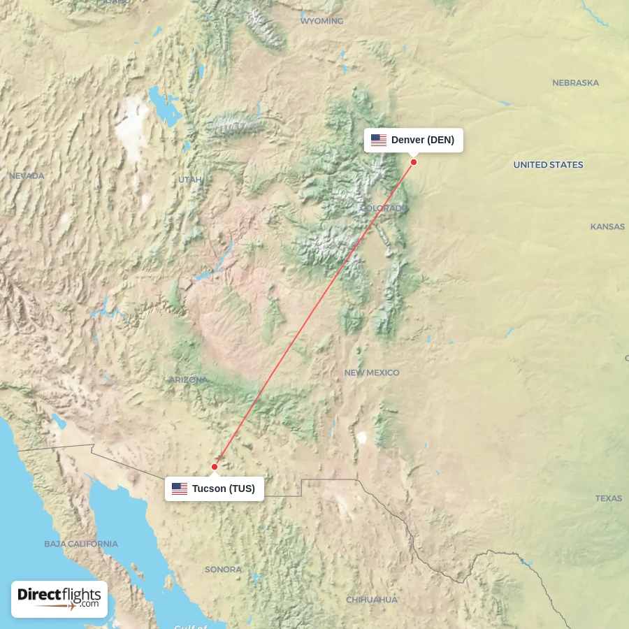 DEN - TUS route map